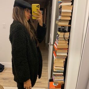 Faux shearling past the bum fully lined jacket